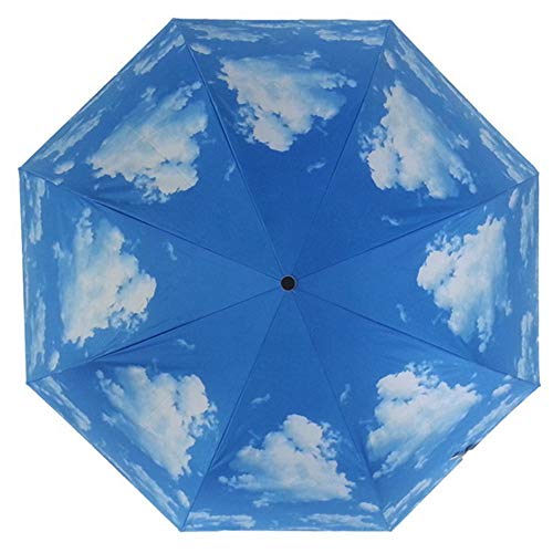 Jeeke Anti-uv Sun Protection Parasols Rain Umbrella Blue Sky 3 Folding,Windproof Waterproof Stick Umbrellas - Thumbnail 2