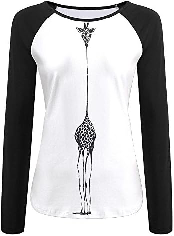 Giraffe 3D Print Women's Long Sleeve Top Round Neck Pullover T-Shirt