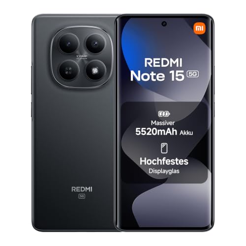 REDMI Note 15 5G Smartphone 8+256GB, 6000mAh, 108MP Kamera, Schwarz