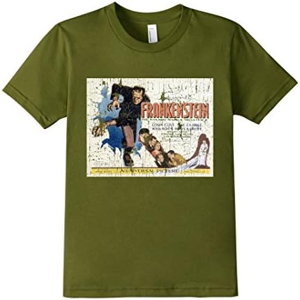 Kids Frankenstein Old Retro Vintage Poster T-Shirt Movie Men Kids 6 Olive