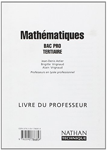 Mathématiques, bac pro tertiaire