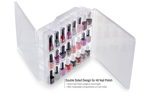 Bins & Things Thread Spools Storage Case | Nail Polish Organizer (48 Slots) Heavy-Duty Sewing, Embroidery, and Craft Box | Essential Oils Organizer | Travel-Friendly Carry Handle