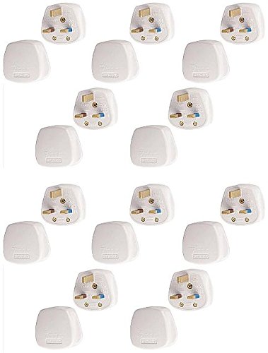 10 Presepe Fusibili 13A Con Spina 3 Pin Bianche - Conforme A BS1363, Fusibile Incluso - 2
