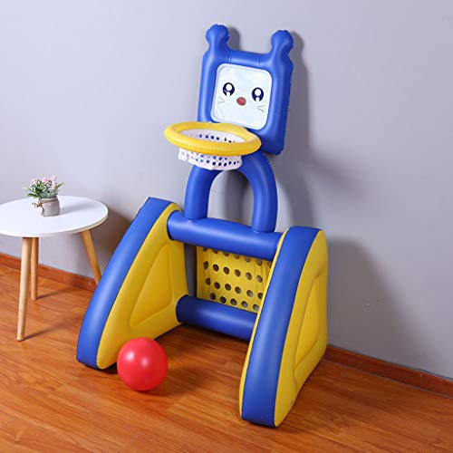 Bokeley Smart Shots Sports Center, 2-in-1 Children's Inflatable Basketball Football Rack Foldable Indoor Outdoor Toddler Toys Rack Kids' Entertainment (Multicolour)