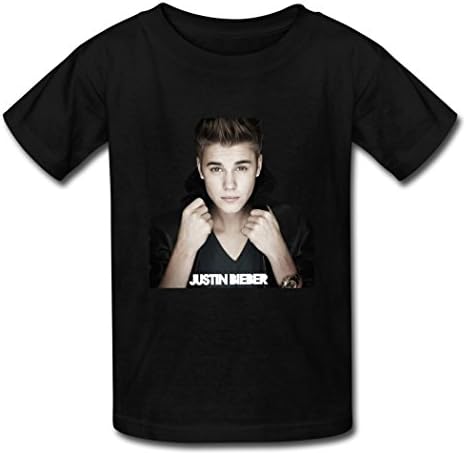 TOGEB Justin Bieber Poster children Short T-shirt kid Tee Black S