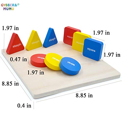 GYBBER&MUMU Puzzle Jigsaw Toy Shape Color Recognition Geometric Blocks Sorting Game Pre-Educational & Learning Wooden Toy for Kids Toddlers Boys and Girls