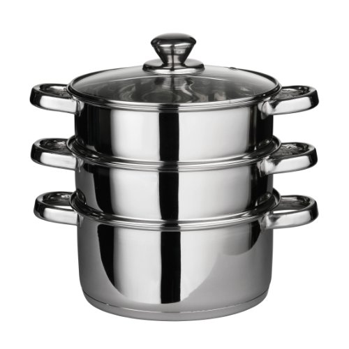 Premier-Housewares-Steamer-with-Glass-Lid-22-cm-Stainless-Steel