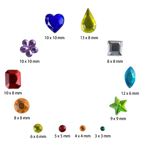 FADIKX 3650Pcs Gem Stickers Self Adhesive Jewel for Crafts Sparkly Flatback Rhinestone Stickers Crystal Sticker for Kids DIY,Assorted Size