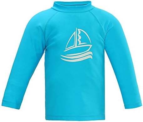 Boys' UPF 50+ Long-Sleeve Rashguard Athletic Swim Shirt
