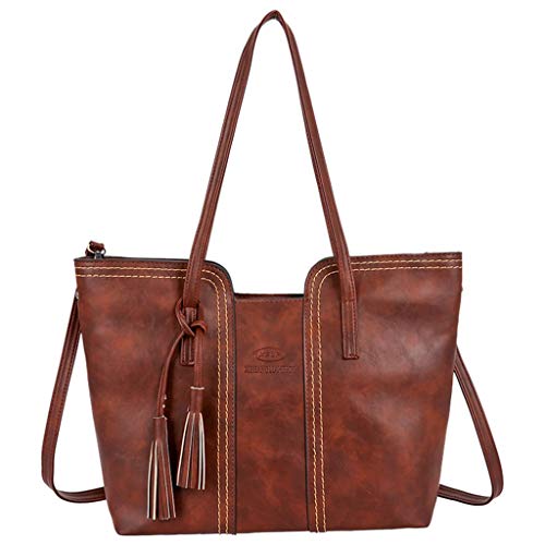 Pongfunsy Women Handbags Hobo Shoulder Bags Tote PU Leather Handbags Fashion Large Capacity Bags Brown