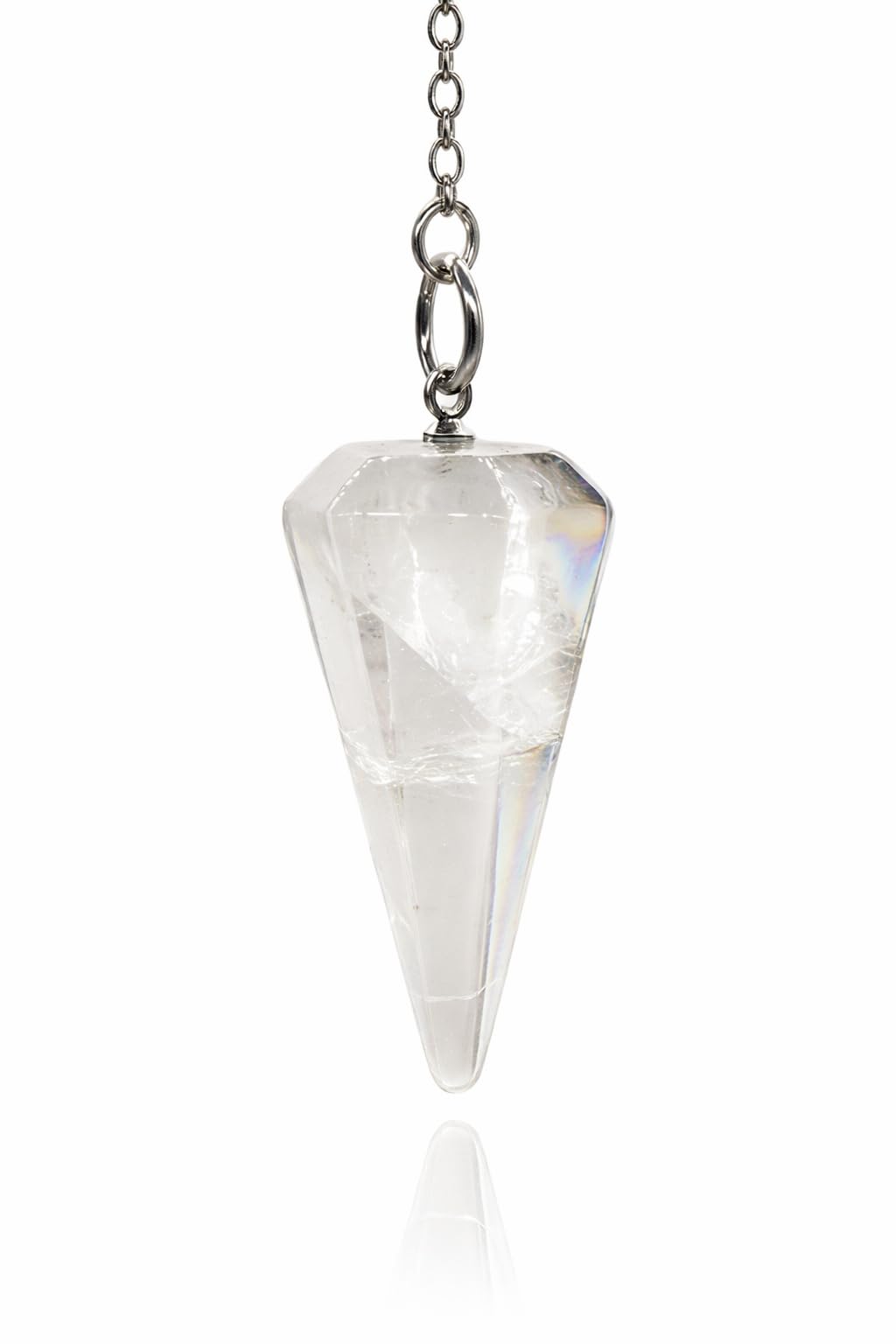 Polar Jade Crystal Pendulum Made of Natural Quartz for Dowsing Divination Chakra Reiki. Pointed with Chain and Jewelry Pouch, Witchcraft Supplies