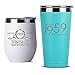 1959 61st Birthday Gifts for Women Men - Vintage Aged to Perfection Stainless Steel Tumbler - 12 oz White Tumblers w Lid - Funny Gift Ideas for Him Her Husband Wife Mom Dad - Insulated Cups 61st bday