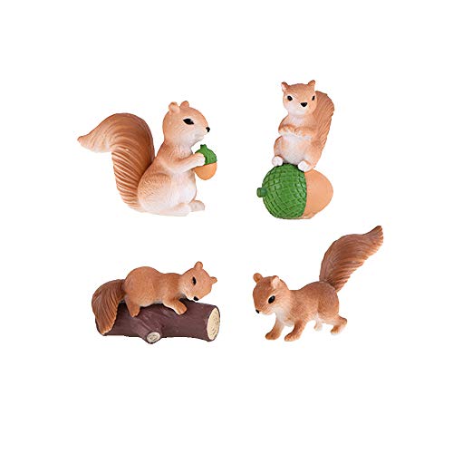 QTFHR 4 Pcs Squirrel Animal Figurine Ornament Home Ornament Decor, Garden Cake Top Decoration - Thumbnail 4
