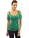 PattyBoutik Women Scoop Neck Cut Out Flutter Sleeve Blouse (Medium Green Small)