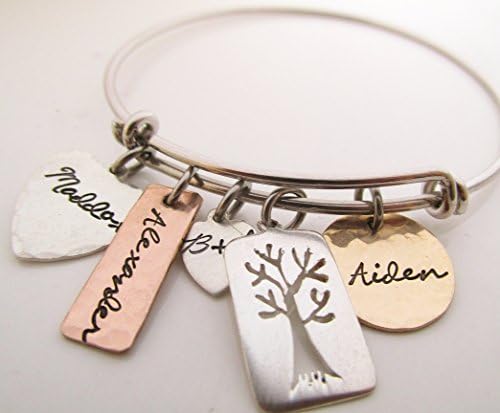 Mixed Metal Family Bracelet - Family tree Bracelet- Mother's Bracelet- Personalized Jewelry - custom name jewelry bracelet