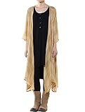 Mordenmiss Women's New Loose Thin Garb Drape Open Front Cardigan M Yellow Plaid