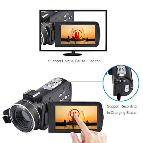 Videocmara-Cmara-de-Video-Full-HD-1080P-CamKing-240MP-16X-Cmara-de-Video-Digital-con-Micrfono-Externo-y-30-Pulgadas-IPS-Pantalla-Tctil-Zoom-Cmara-Digital-Grabadora