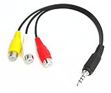 zdyCGTime Black 3.5mm Plug Male to 3 RCA Female Adaptor Audio Video Cable(25CM) (F/M)