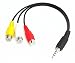 zdyCGTime Black 3.5mm Plug Male to 3 RCA Female Adaptor Audio Video Cable(25CM) (F/M) primary