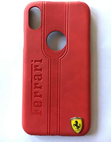 Dee Brand Ferrari Logo Cut Leather Back Cover for Apple iPhone Xs Max (Red)