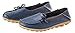 Serene Womens Dark Blue Leather Cowhide Casual Lace Up Flat Driving Shoes Boat Slip-on Loafers - Size 9