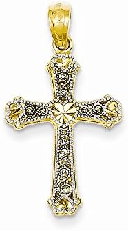 14k Two-tone Estate Cross Pendant