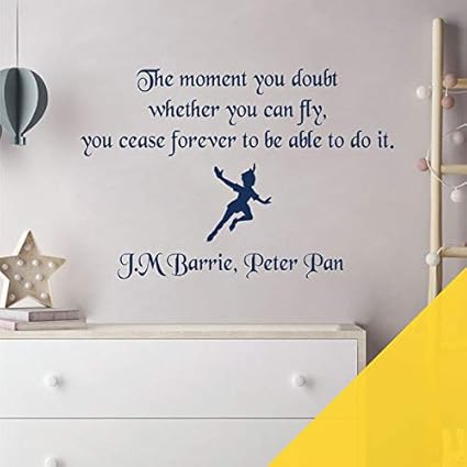The Moment You Doubt If You Can Fly Sticker Mural Avec Citation De Peter Pan Book Disney Jaune Moyen Amazon Fr Cuisine Maison