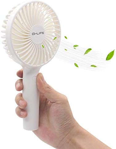 Hand Held Fan,Mini Electric Portable Desktop Table Desk Fan, 3 Speeds USB Rechargeable Fan for Concert Home Office Outdoor Travel (White)