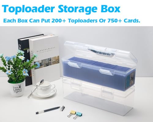Trading Card Storage Box, Case Organizer for MTG, TCG, Plastic Case Holds Up to 750pcs Standard Size Cards 200 Toploaders, Baseball Football Card Collector (Modern)