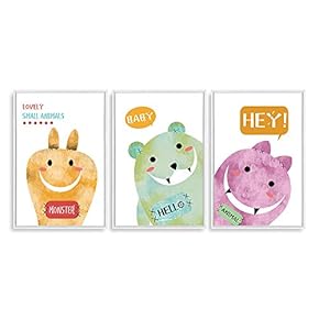 Framed Canvas Wall Art for Living Room, Bedroom Cute Animals Baby Room Canvas Prints for Home Decoration Ready to Hanging - 16"x24"x3 Panels