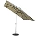 Solar Powered Rectangular Patio Umbrella with 68 LED Lights Market Outdoor Umbrella with Tilt&Crank&Umbrella Cover, 9 by 7 Feet, Beige