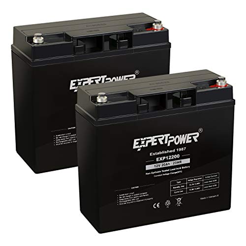 (2 Pack) ExpertPower 12 Volt 20 Ah Rechargeable Battery with Threaded Terminals [EXP12200]