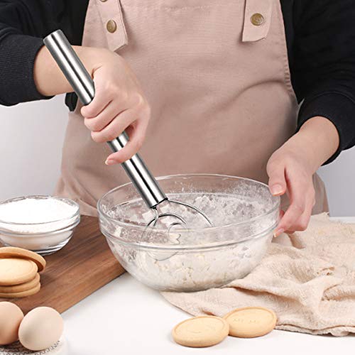 Danish Dough Whisks Set, ONME 2 Pack Stainless Steel Bread Dough Mixer