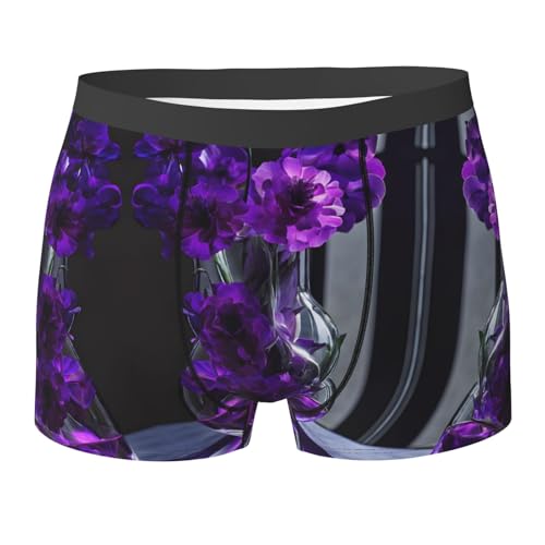 SYHEART Purple Flower Print Men'S Boxer Briefs With Elastic Comfort Fit Design For All-Day Wear