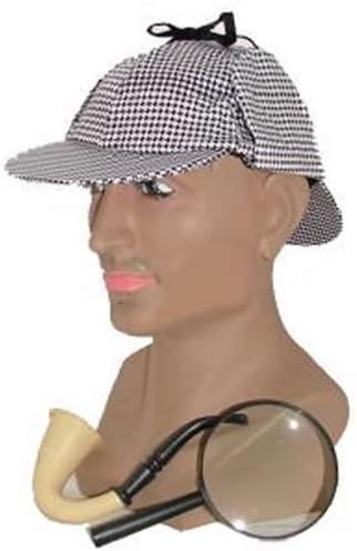 Sherlock Holmes Detective Kit Fancy Dress Deerstalker, Pipe, Magnifying Glass by Fancy Dress Fast