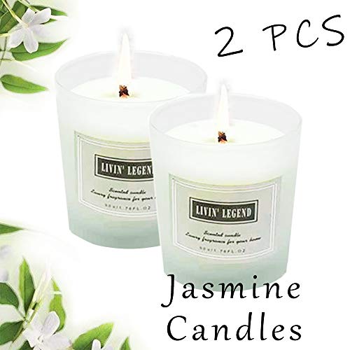 Jasmine Scented Candle-Natural Wax and Fresh Jasmine Essential Candles,Long Lasting and Highly Scented for Stress Relief,Meditation,Spa