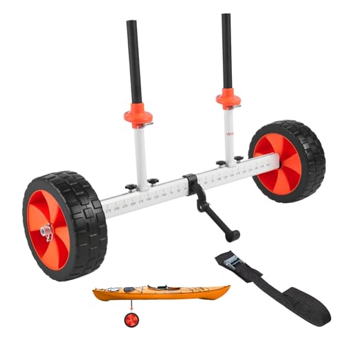 VEVOR Kajakwagen, 113 kg, kanowagen met banden van 25,4 cm en spanband, bootwagen voor het transporteren van kajaks, kanos, paddleboards, Jon-boten, watersporttoestellen, 900 x 580 x 575 mm