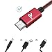 RAMPOW USB Cord 6ft [Red] QC 3.0 Heavy Duty Braided Micro USB Cable/Samsung USB Cable - Sync and Charge Compatible with Android Devices, Galaxy S7/S6, Sony, Motorola and More