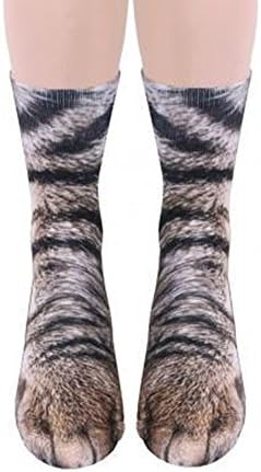 Men Women Animal Paw Crew Funny Print Socks High Dress Socks,One Size (3D Cat)