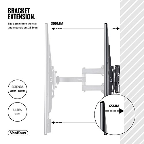 VonHaus-Double-Arm-Articulating-Cantilever-TV-Bracket-Wall-Mount-with-Tilt-for-23-56-LCD-LED-Plasma-Flat-Panels-Heavy-Gage-Reinforced-Steel-Strong-100lbs-Weight-Capacity