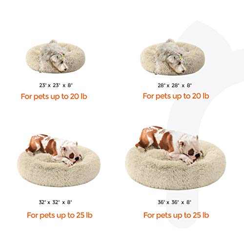 FEANDREA Dog Bed, DonutShaped Pet Bed, Soft Plush Surface, with Removable Inner Cushion