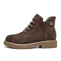 Top Shishang Martin Boots British Wind Booties Autumn Winter Scrub Flat Bottom Locomotive, Brown, 36