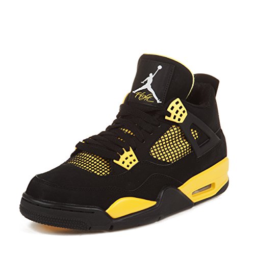 Nike Mens Air Jordan 4 Retro "Thunder" Black/WhiteTour Yellow Leather