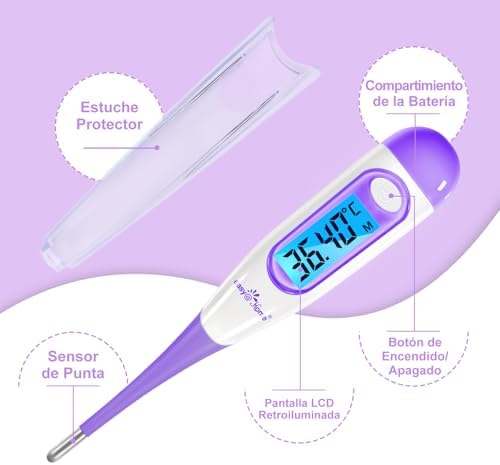 Termómetro Basal: Termómetro de Fertilidad para Medir Temperatura Basal Corporal, Predecir la Ovulación con APP Premon Español Alta Precisión de 0.01 Grados Pantalla LED sin Bluetooth