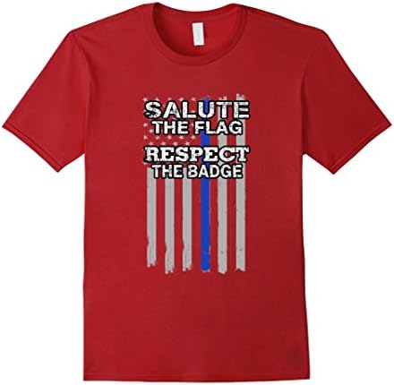 Men's Salute The Flag. Respect The Badge - Police Pride Shirt 3XL Cranberry