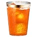50 Gold Rimmed Clear Hard Plastic Cups | 10 oz. Fancy Disposable Tumblers (50-Pack) by Bloomingoods