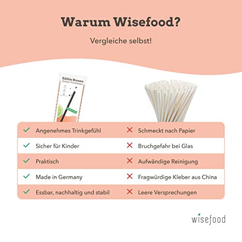 Wisefood - Süße Essbare Strohhalme - Trinkhalm als Alternative zu Glasstrohhalme Edelstahlstrohhalm - 22,5cm lang Ø 6mm 3x30 Stück - braun – Bild 8