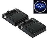 HAMIST 2x Night Cold Blue bat batman Black Wireless car door LED projection projector light courtesy welcome logo shadow ghost light laser projector Magnet Sensor - Black Cover
