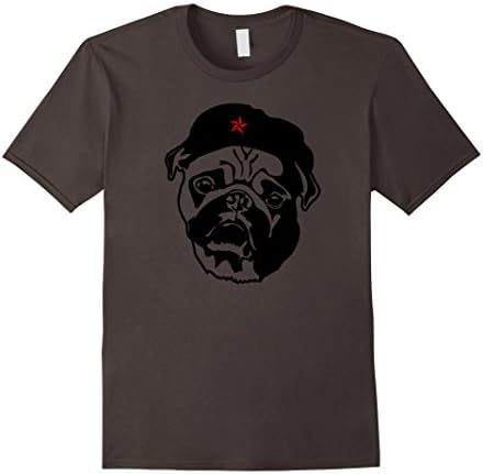 Men's Funny Dog Shirt | Che Guevara Style | Pug T-Shirt Revolution Medium Asphalt