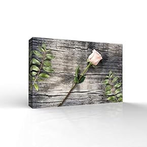 Canvas Wall Art Wooden Background Rose Flower Canvas Painting Wall Poster Decor for Living Room Wooden Framed Home Decorations - 12x18 inches